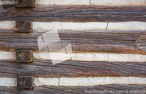 Image of Abstract of Vintage Antique Log Cabin Wall.