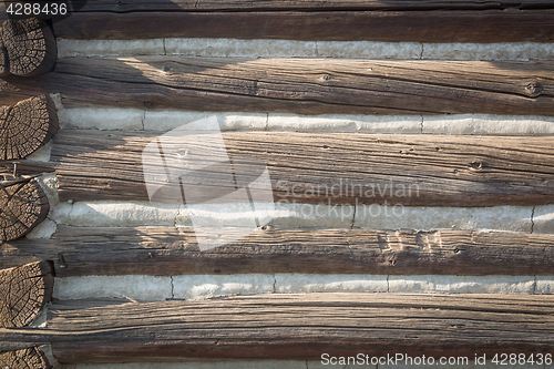 Image of Abstract of Vintage Antique Log Cabin Wall.