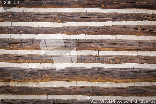 Image of Abstract of Vintage Antique Log Cabin Wall.