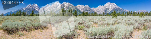 Image of Pano of The Grand Teton National Park Mountain Range in Wyoming,