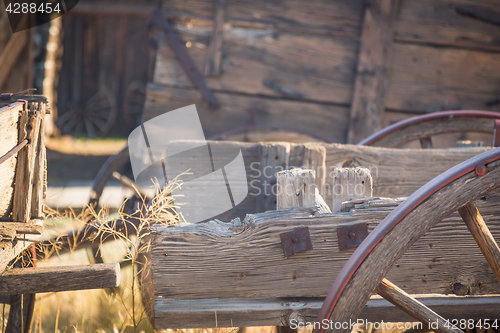 Image of Abstract of Vintage Antique Wood Wagon Parts.