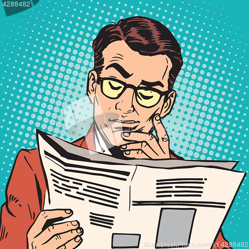 Image of avatar portrait man reading a newspaper