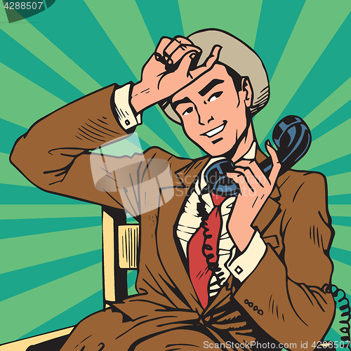 Image of Printavatar portrait man with retro phone