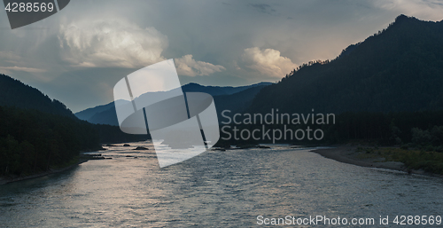 Image of Evening in mountain on river Katun