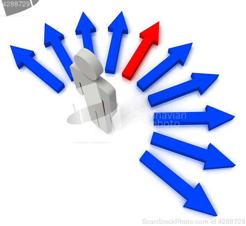 Image of Person With Blue Arrows Shows One Chosen