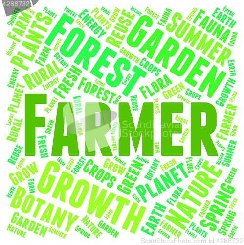 Image of Farmer Word Represents Agriculture Farmland And Farms