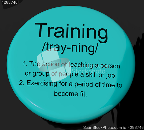 Image of Training Definition Button Showing Education Instruction Or Coac