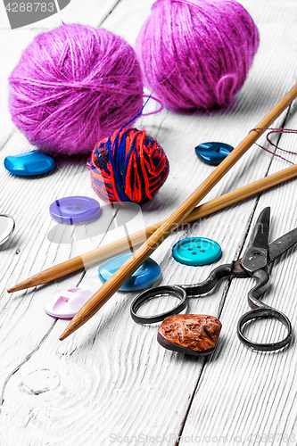 Image of Close-up knitting needles