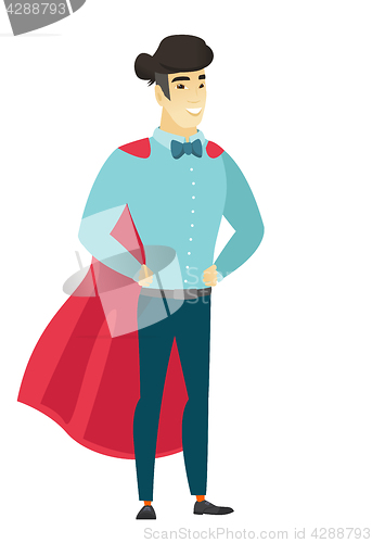 Image of Businessman wearing a red superhero cloak.