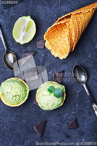 Image of Ice cream with lime flavor