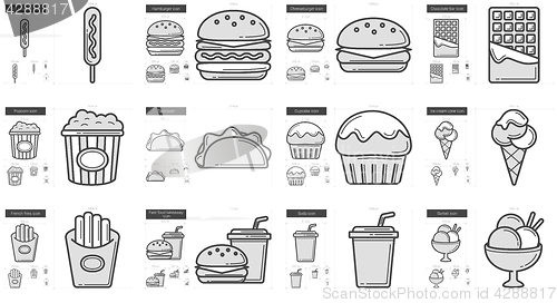 Image of Junk food line icon set.