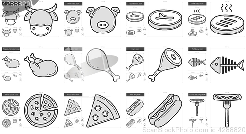 Image of Junk food line icon set.