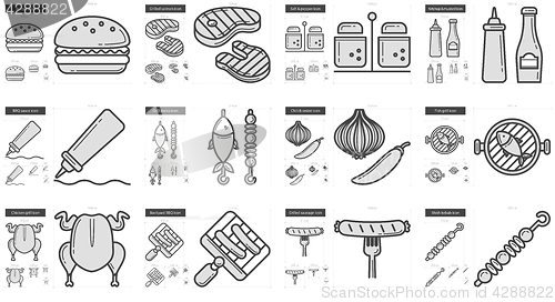 Image of Barbecue line icon set.