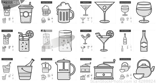 Image of Drinks line icon set.