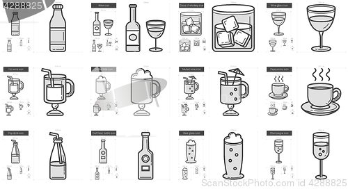 Image of Drinks line icon set.