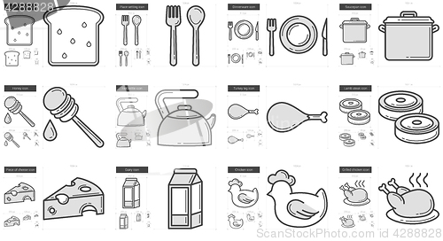 Image of Healthy food line icon set.
