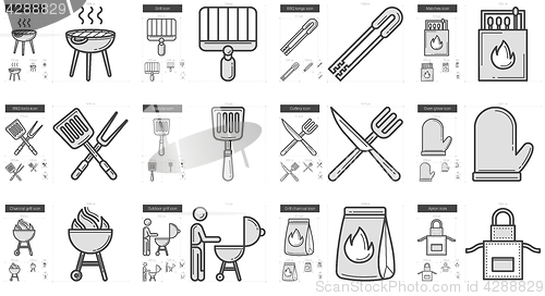 Image of Barbecue line icon set.