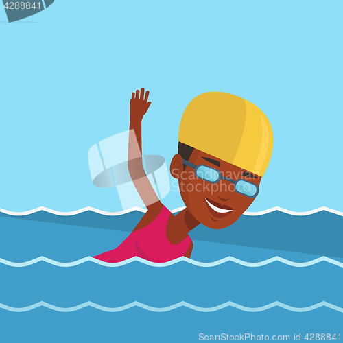 Image of Woman swimming vector illustration.