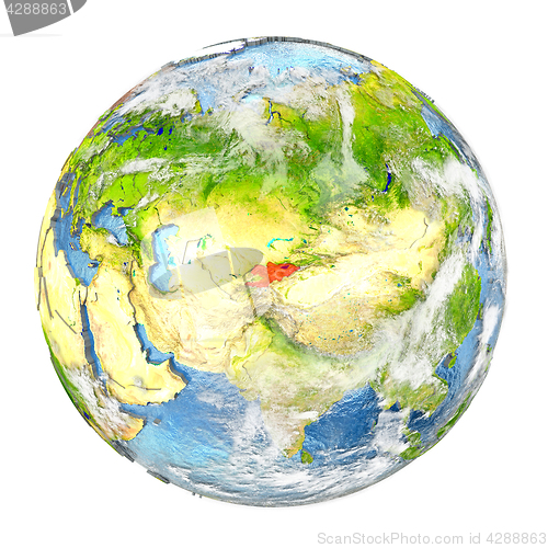 Image of Kyrgyzstan on Earth isolated