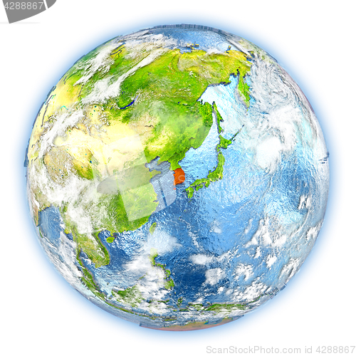 Image of South Korea on Earth isolated