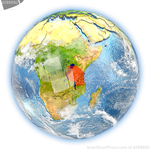 Image of Tanzania on Earth isolated