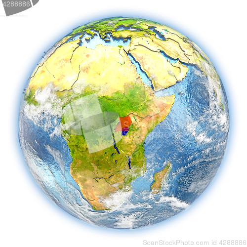 Image of Uganda on Earth isolated
