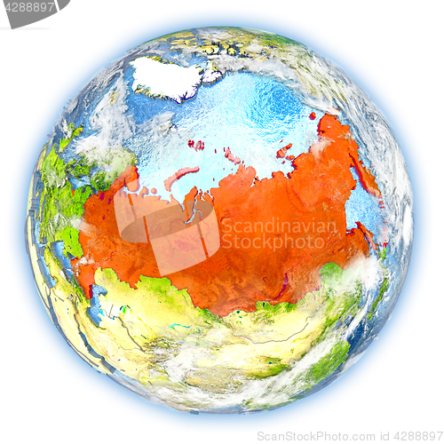 Image of Russia on Earth isolated