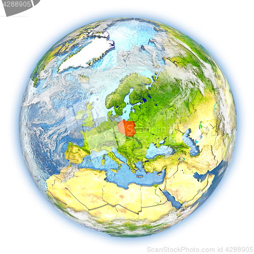 Image of Poland on Earth isolated