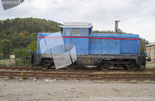 Image of Old diesel railroad train locomotive