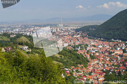 Image of Aerial view of old part of Brasov, Romania