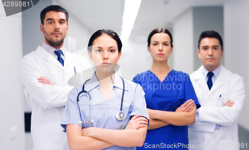 Image of group of medics or doctors at hospital