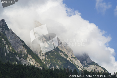 Image of Mountain peak with cloud layer