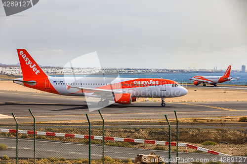 Image of ARECIFE, SPAIN - APRIL, 15 2017: AirBus A320 - 200 of easyjet re