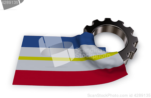 Image of gear wheel and flag of mecklenburg-vorpommern - 3d rendering