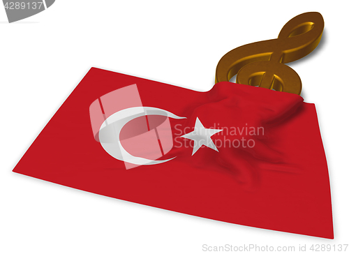 Image of clef symbol symbol and flag of turkey - 3d rendering