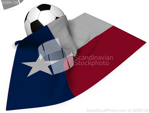 Image of soccer ball and flag of texas - 3d rendering