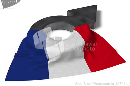 Image of mars symbol and flag of france - 3d rendering