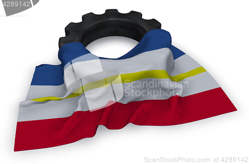 Image of gear wheel and flag of mecklenburg-vorpommern - 3d rendering