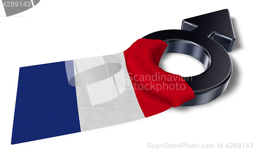 Image of mars symbol and flag of france - 3d rendering