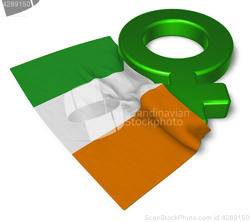 Image of venus symbol and flag of ireland - 3d rendering