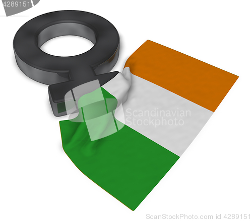 Image of venus symbol and flag of ireland - 3d rendering