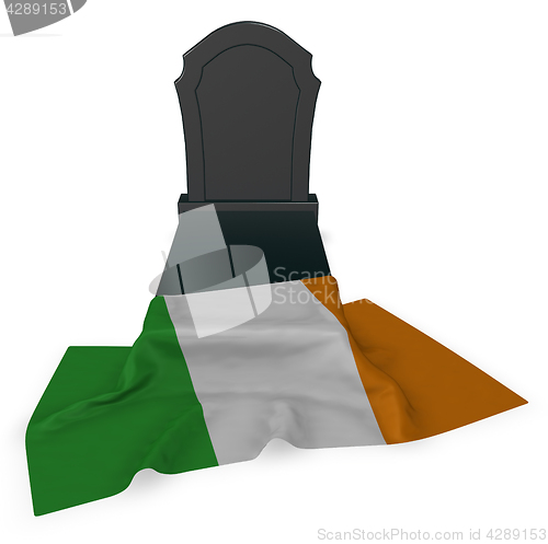 Image of gravestone and flag of ireland - 3d rendering