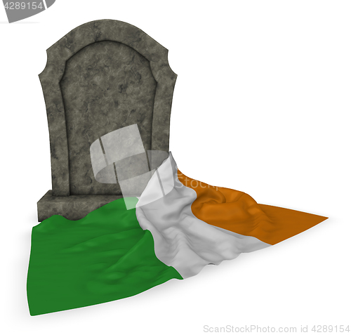 Image of gravestone and flag of ireland - 3d rendering