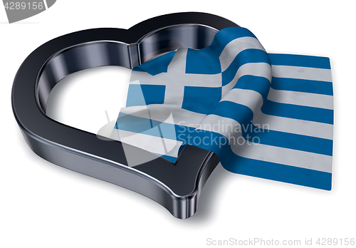 Image of greek flag and heart symbol - 3d rendering