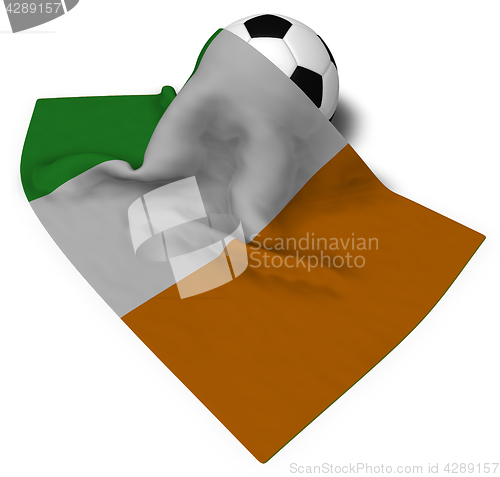 Image of soccer ball and flag of ireland - 3d rendering