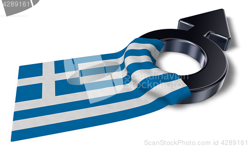 Image of mars symbol and flag of greece - 3d rendering