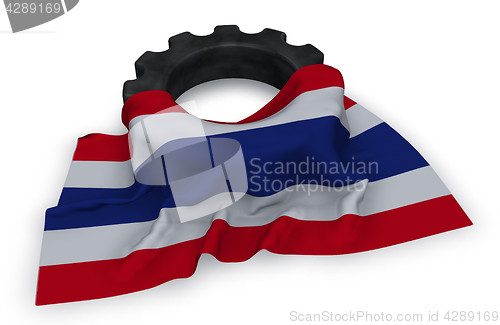 Image of gear wheel and flag of thailand - 3d rendering