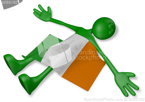 Image of dead cartoon guy and flag of ireland - 3d illustration