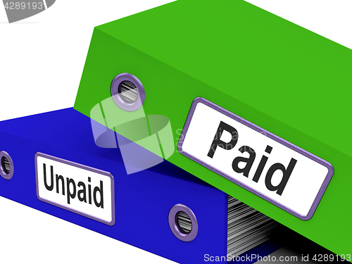 Image of Paid Unpaid Files Shows Overdue Invoices And Bills