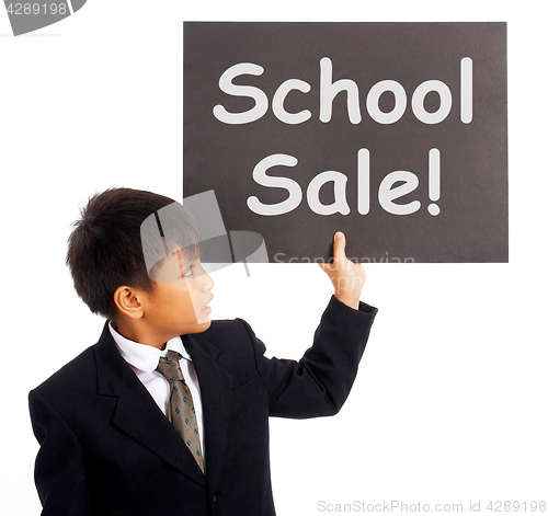 Image of School Sale Sign Shows Student Discounts